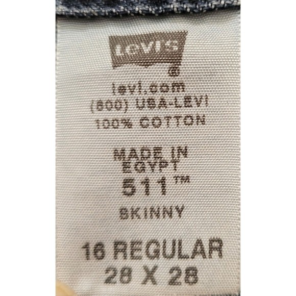 Levis 511 Skinny Blue Jeans Boys 16 Reg 28x28 Denim Mens Blue Slim - Picture 6 of 9